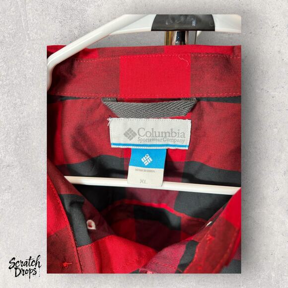 Columbia Steens Mountain Men's XL Fleece Shirt Jacket Buffalo Plaid Red Black - Picture 4 of 4